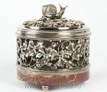 8997 Шкатулка "Виноградная Лоза" (серебрение, яшма)
