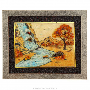 Картина янтарная "Водопад" 25х20 см, фотография 0. Интернет-магазин ЛАВКА ПОДАРКОВ