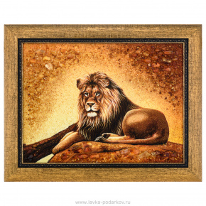 Картина янтарная "Лев" 30х40 см, фотография 0. Интернет-магазин ЛАВКА ПОДАРКОВ