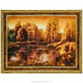 Картина янтарная "Осенний лес" 40х30 см, фотография 0. Интернет-магазин ЛАВКА ПОДАРКОВ