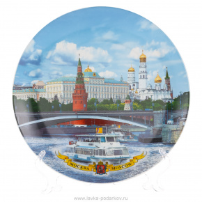 Сувенирная тарелка "Москва. Вид на Кремль", фотография 0. Интернет-магазин ЛАВКА ПОДАРКОВ