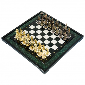 Шахматы из камня с бронзовыми фигурами "Русские богатыри" 47х47 см, фотография 0. Интернет-магазин ЛАВКА ПОДАРКОВ