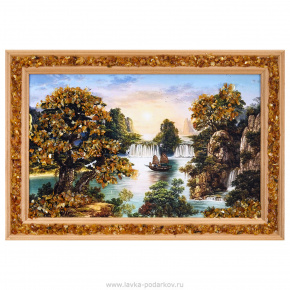 Картина янтарная "Пейзаж" 24х15 см, фотография 0. Интернет-магазин ЛАВКА ПОДАРКОВ