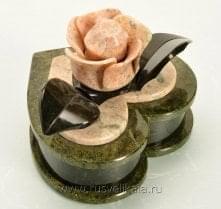 6238/ФР Нат.камень Шкатулка для украшений "Роза" Змеевик Мрамор