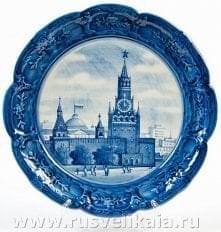 /25см ГжельТарелка сувенирная "Спасская башня" 25см 
