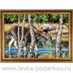 Картина на бересте "Лось в лесу" 70x50 см