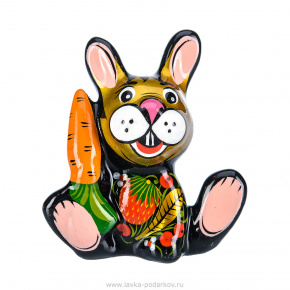 Статуэтка "Кролик с морковкой". Хохлома, фотография 0. Интернет-магазин ЛАВКА ПОДАРКОВ