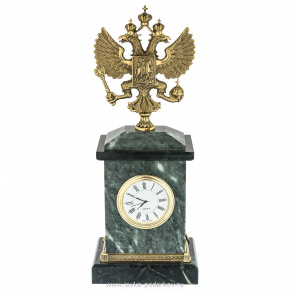 Настольный часы из камня "Герб РФ", фотография 0. Интернет-магазин ЛАВКА ПОДАРКОВ