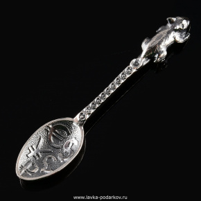 Сувенир ложка-загребушка из серебра "Мышка", фотография 0. Интернет-магазин ЛАВКА ПОДАРКОВ