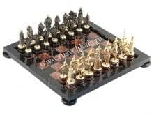 05016-Кр/ФР Нат.камень Шахматы "Русские" Змеевик, Креноид