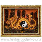 Картина янтарная "Огненный дракон" 30х40 см