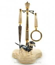 13100 Златоуст Набор для офиса "Такса": ЛУПА + НОЖ для бумаги  в ПУ