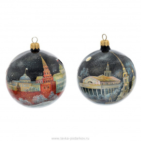 Лаковая миниатюра набор шаров "Две столицы" палех, фотография 0. Интернет-магазин ЛАВКА ПОДАРКОВ