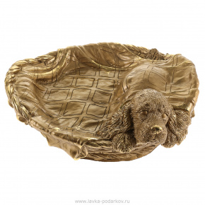 Подставка для мелочи "Собака спаниель в корзине", фотография 0. Интернет-магазин ЛАВКА ПОДАРКОВ
