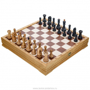 Шахматный ларец с деревянными фигурами 37х37 см, фотография 0. Интернет-магазин ЛАВКА ПОДАРКОВ