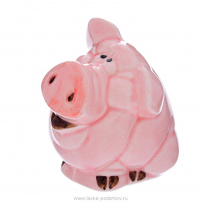 Статуэтка свиньи "Поросенок - мечтатель". Гжель в цвете, фотография 0. Интернет-магазин ЛАВКА ПОДАРКОВ