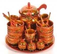 2590/красн Хохлома Набор для первых блюд на 6 персон, 28 предметов