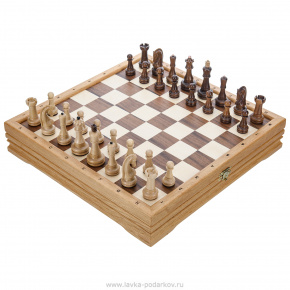Шахматный ларец с деревянными фигурами 33х33 см, фотография 0. Интернет-магазин ЛАВКА ПОДАРКОВ