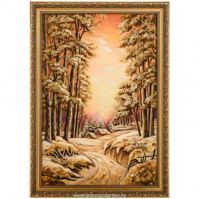 Картина янтарная "Зимний пейзаж. Домик" 40х60 см, фотография 0. Интернет-магазин ЛАВКА ПОДАРКОВ