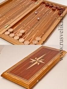 04103 Нарды "Роза ветров" 53*25см (каркас Ясень, фишки Дуб) 