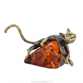 Статуэтка с янтарем "Кот на подушке", фотография 0. Интернет-магазин ЛАВКА ПОДАРКОВ