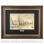Офорт черно-белый "Старая Москва. Вид на Кремль с моста" 30х40 см