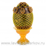 Пасхальное яйцо из янтаря с бисером "Геометрия. Кабошоны"