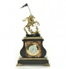 Часы из камня "Георгий Победоносец" Яшма. 