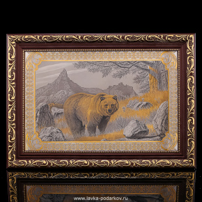 Панно "Медведь". Златоуст 36х25 см, фотография 0. Интернет-магазин ЛАВКА ПОДАРКОВ