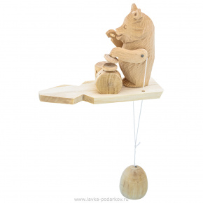 Богородская деревянная игрушка "Медведь за ударными инструментами", фотография 0. Интернет-магазин ЛАВКА ПОДАРКОВ