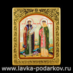 Икона "Петр и Феврония" с перламутром