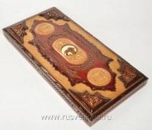 9840/60*27см Нарды резные "Леопард" (липа, медь, кость моржа) 