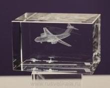   Лазерная графика Куб "Самолет ИЛ-76" 5*8 см