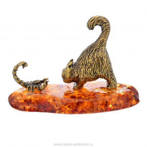 Статуэтка с янтарем "Кот и Скорпион", фотография 0. Интернет-магазин ЛАВКА ПОДАРКОВ
