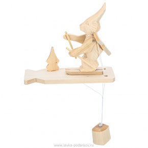 Богородская деревянная игрушка "Кролик-лыжник", фотография 0. Интернет-магазин ЛАВКА ПОДАРКОВ