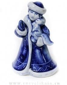09241 Гжель Скульптура "Снегурочка" 12*9см Авт.Черновы Л.и В 