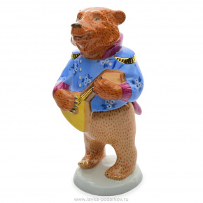 Скульптура-качалка "Медведь с балалайкой" Гжель, фотография 0. Интернет-магазин ЛАВКА ПОДАРКОВ