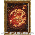 Картина янтарная "Китайский дракон" 47х37 см