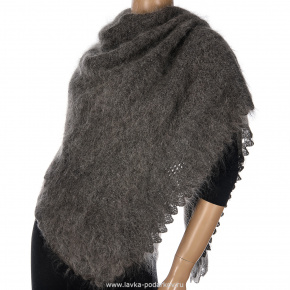 Платок-шаль пуховый 140х140 см серый, фотография 0. Интернет-магазин ЛАВКА ПОДАРКОВ