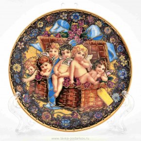 Тарелка сувенирная "Ангелы в корзинке", фотография 0. Интернет-магазин ЛАВКА ПОДАРКОВ