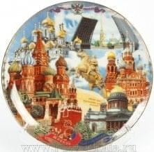 26106-15см Сувенирная тарелка Москва/Санкт-Петербург 15см 