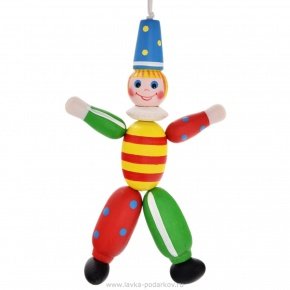 Климовская деревянная игрушка. "Клоун" (дергунчик), фотография 0. Интернет-магазин ЛАВКА ПОДАРКОВ