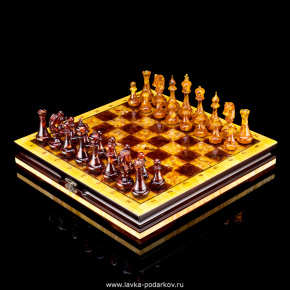 Янтарный шахматный ларец с фигурами "Золотая Европа", фотография 0. Интернет-магазин ЛАВКА ПОДАРКОВ