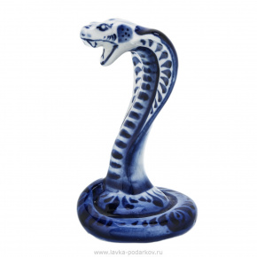 Статуэтка змеи "Кобра". Гжель, фотография 0. Интернет-магазин ЛАВКА ПОДАРКОВ