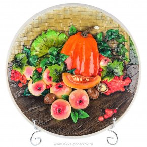 Декоративная тарелка-панно "Дары природы"  из керамики, фотография 0. Интернет-магазин ЛАВКА ПОДАРКОВ