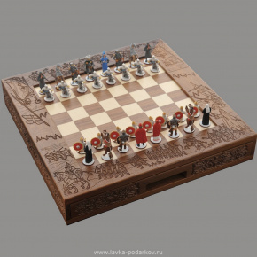 Шахматы деревянные "Ледовое побоище" 47x47 см, фотография 0. Интернет-магазин ЛАВКА ПОДАРКОВ