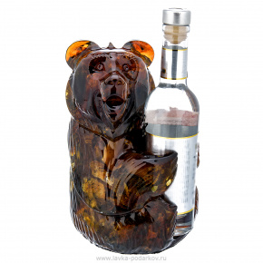 Подставка для бутылки из янтаря "Медведь", фотография 0. Интернет-магазин ЛАВКА ПОДАРКОВ