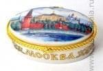 26040 /1114 Шкатулка фарфоровая "Москва" 9см овальная белая
