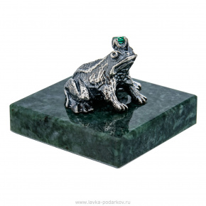 Статуэтка "Лягушка" на каменной подставке. Серебро 925*, фотография 0. Интернет-магазин ЛАВКА ПОДАРКОВ