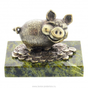 Бронзовая статуэтка "Свинка в монетах", фотография 0. Интернет-магазин ЛАВКА ПОДАРКОВ